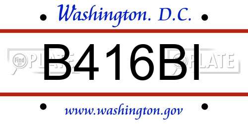 B416BI District Of Columbia License Plate