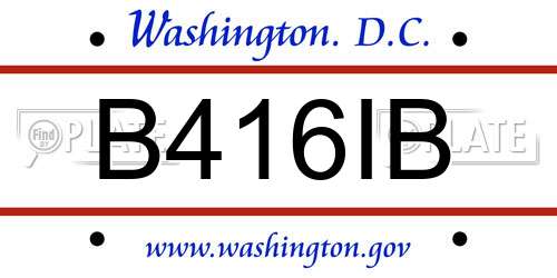 B416IB District Of Columbia License Plate
