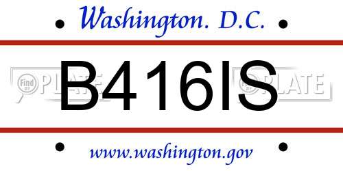 B416IS District Of Columbia License Plate