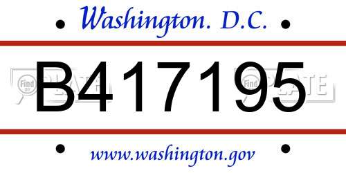 B417195 District Of Columbia License Plate