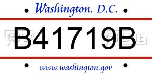 B41719B District Of Columbia License Plate