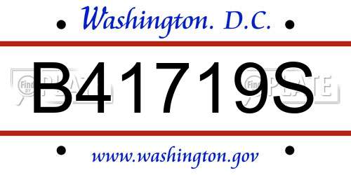 B41719S District Of Columbia License Plate