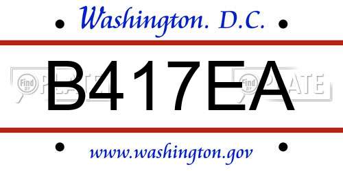 B417EA District Of Columbia License Plate