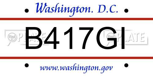 B417GI District Of Columbia License Plate
