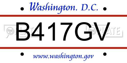 B417GV District Of Columbia License Plate