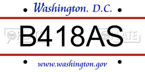 B418AS District Of Columbia License Plate