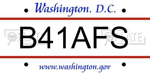 B41AFS District Of Columbia License Plate