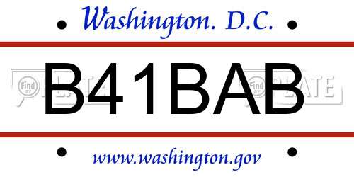B41BAB District Of Columbia License Plate