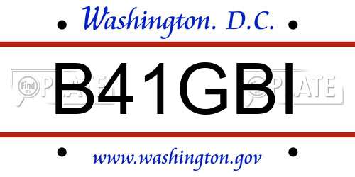 B41GBI District Of Columbia License Plate