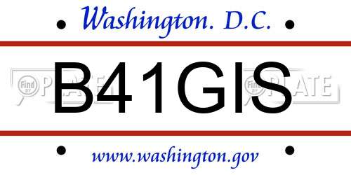 B41GIS District Of Columbia License Plate