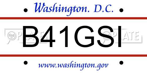 B41GSI District Of Columbia License Plate