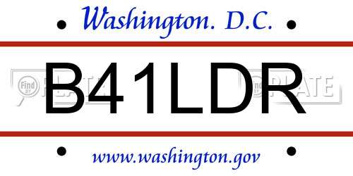B41LDR District Of Columbia License Plate