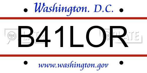 B41LOR District Of Columbia License Plate