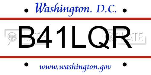 B41LQR District Of Columbia License Plate