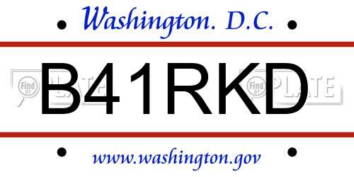 B41RKD District Of Columbia License Plate