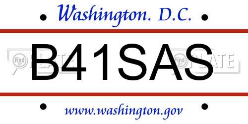 B41SAS District Of Columbia License Plate