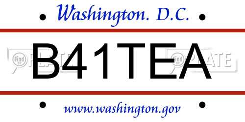 B41TEA District Of Columbia License Plate