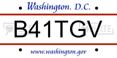 B41TGV District Of Columbia License Plate