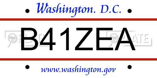 B41ZEA District Of Columbia License Plate