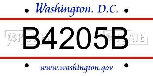 B4205B District Of Columbia License Plate
