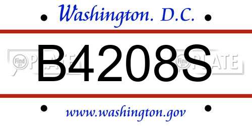 B4208S District Of Columbia License Plate