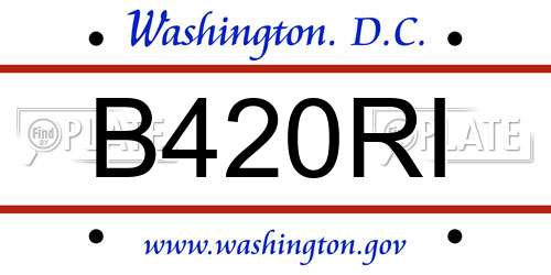 B420RI District Of Columbia License Plate