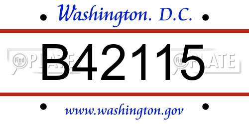 B42115 District Of Columbia License Plate