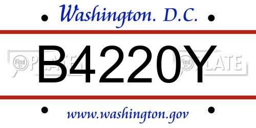 B4220Y District Of Columbia License Plate