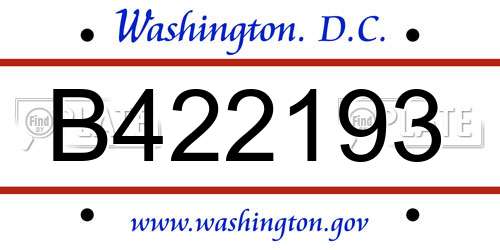 B422193 District Of Columbia License Plate