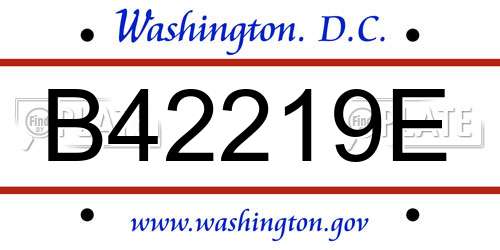 B42219E District Of Columbia License Plate