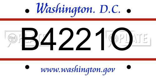 B4221O District Of Columbia License Plate