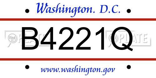 B4221Q District Of Columbia License Plate