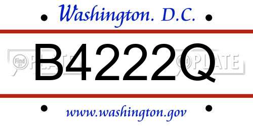 B4222Q District Of Columbia License Plate