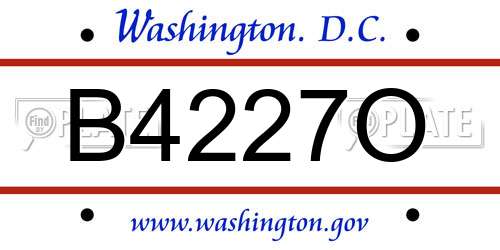 B4227O District Of Columbia License Plate