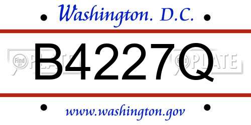 B4227Q District Of Columbia License Plate