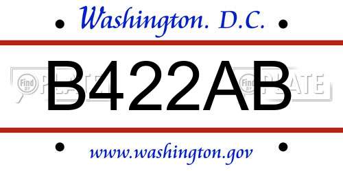 B422AB District Of Columbia License Plate