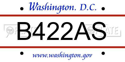 B422AS District Of Columbia License Plate