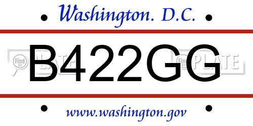 B422GG District Of Columbia License Plate