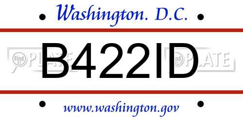 B422ID District Of Columbia License Plate