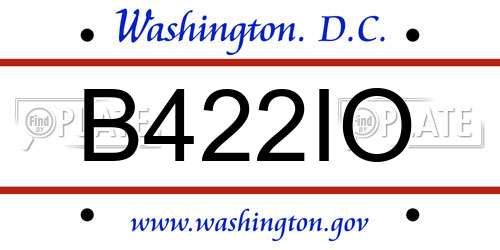 B422IO District Of Columbia License Plate