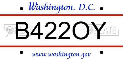 B422OY District Of Columbia License Plate