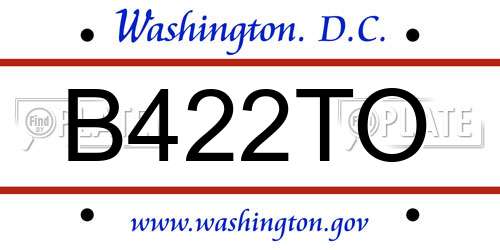 B422TO District Of Columbia License Plate
