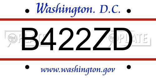 B422ZD District Of Columbia License Plate