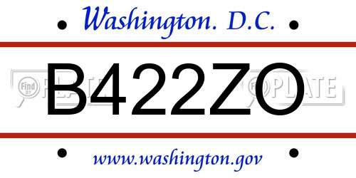 B422ZO District Of Columbia License Plate