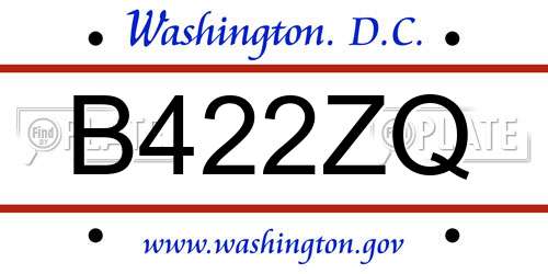 B422ZQ District Of Columbia License Plate