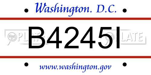 B4245I District Of Columbia License Plate