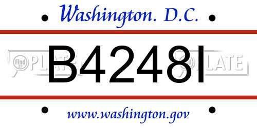 B4248I District Of Columbia License Plate