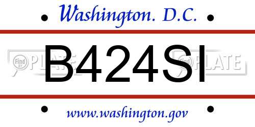 B424SI District Of Columbia License Plate