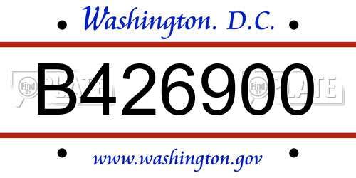 B426900 District Of Columbia License Plate