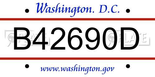 B42690D District Of Columbia License Plate